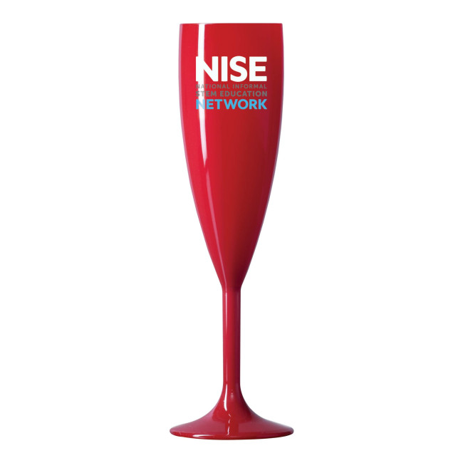 Custom Printed Reusable Red Champagne Flute 187ml