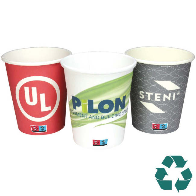 Branded Recyclable Single Wall Paper Cup Full Colour 230ml