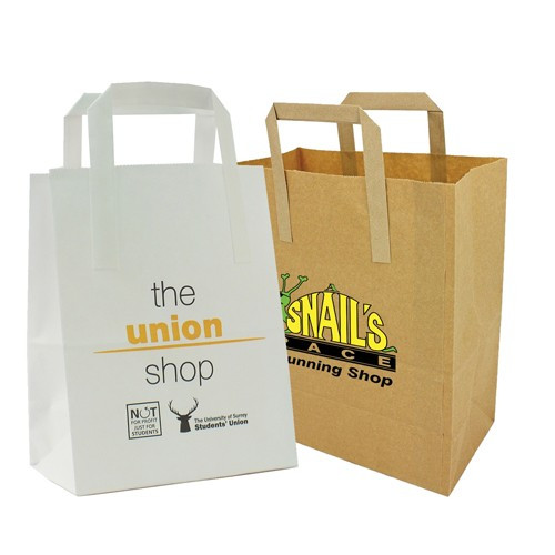 Custom Printed Flat Handle Paper Bag 28 X 20 X 10cm