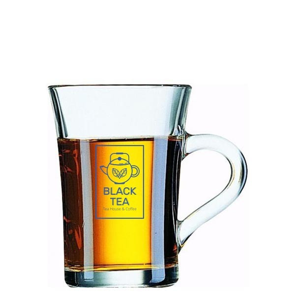 Custom Printed Bock Glass Coffee Mug 230ml