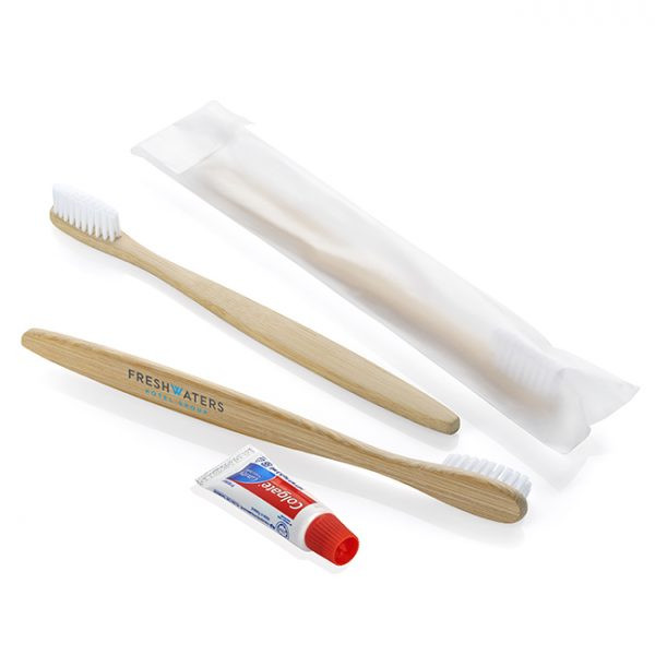 Branded Bamboo Toothbrush and Colagate Toothpaste