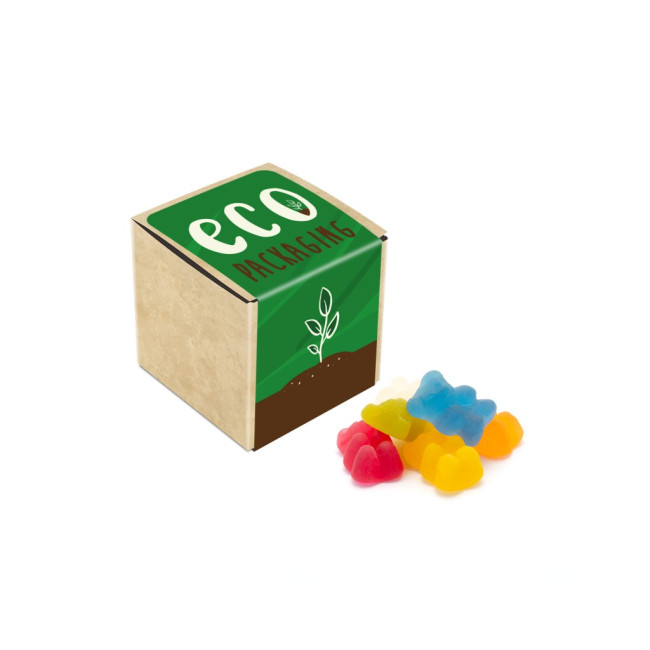 Custom Printed Eco Kraft Cube Vegan Bears 40g