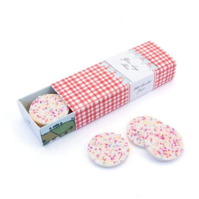 Custom Printed Summer Eco Matchbox White Choc Jazzies