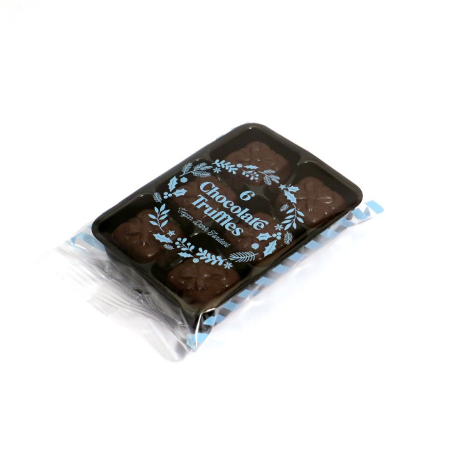 Custom Printed Winter Flow Wrapped Tray Vegan Dark Chocolate Fondant Truffles x6