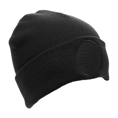 Custom Printed Circular Patched Beanie Hat - Image 1