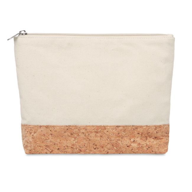 Custom Printed Cork & Cotton Cosmetic Bag - Image 1