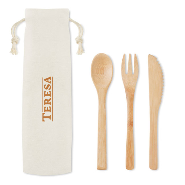 Branded Bamboo Cutlery Set