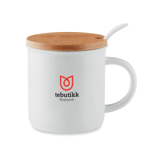 Branded Porcelain Mug With Spoon