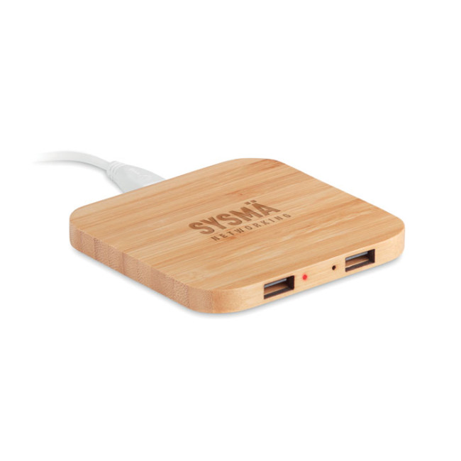 Branded Bamboo Wireless Charging Pad 5W