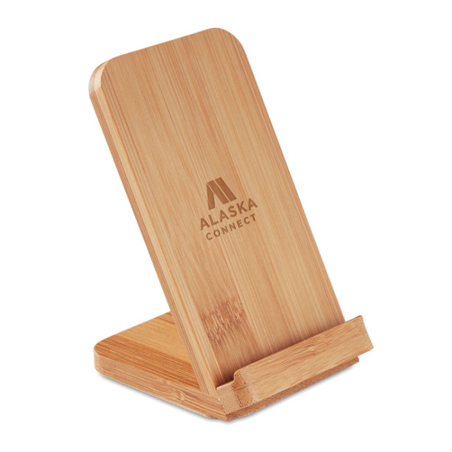 Branded Bamboo Wireless Charging Stand