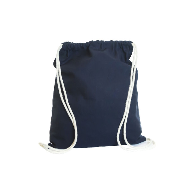 Custom Printed Navy Cotton Drawstring Bag