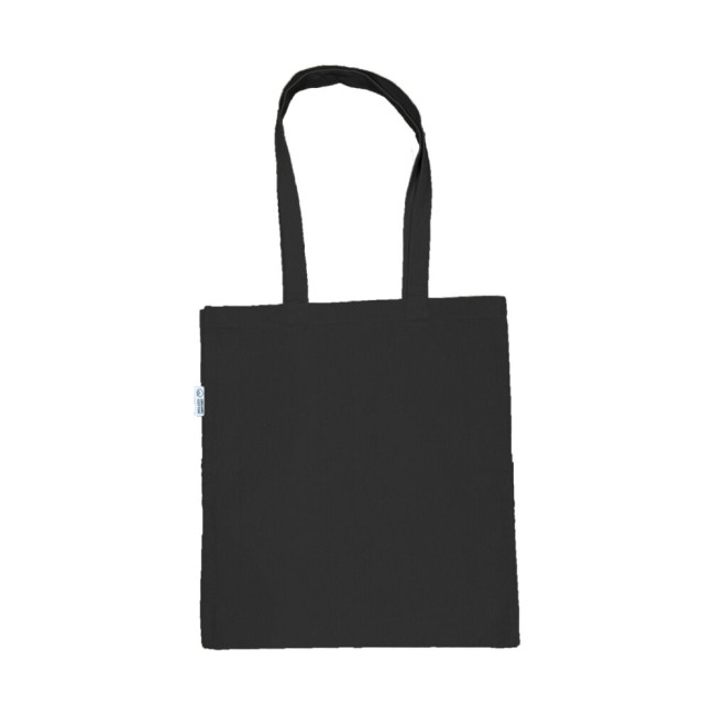 Custom Printed 8oz Black Organic Cotton Shopper With Gusset