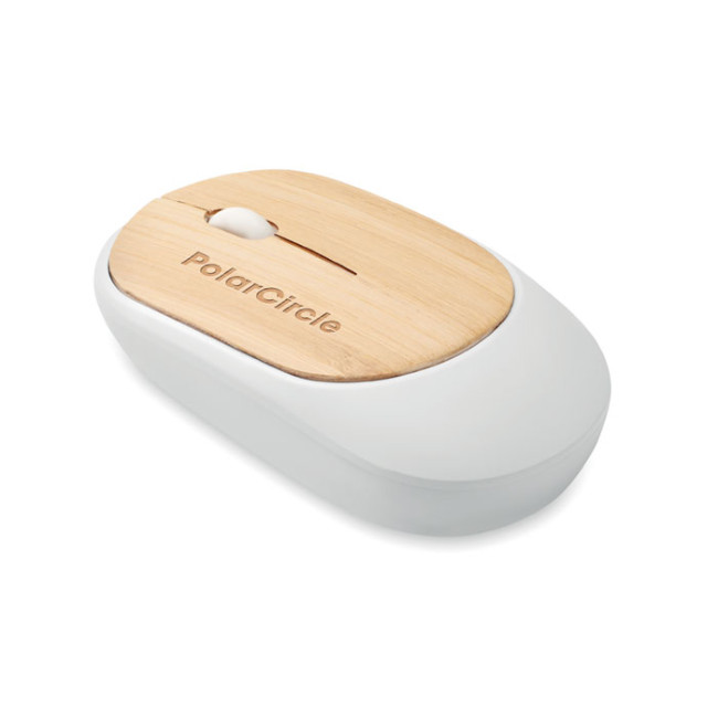 Branded Wireless Mouse In Bamboo