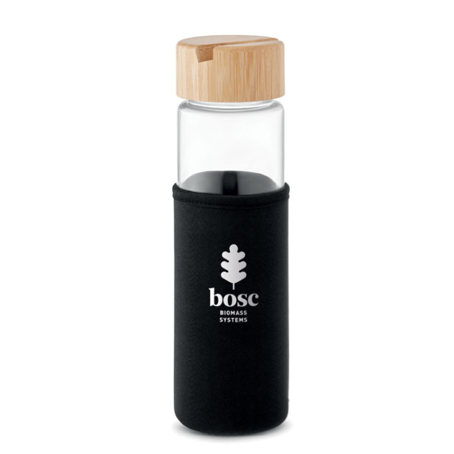 Branded Glass Bottle Bamboo Lid 600ml - Image 2