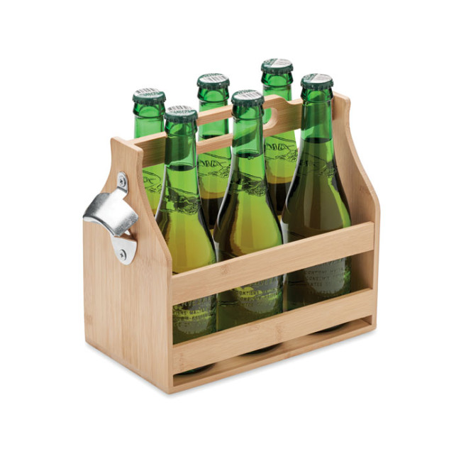 Branded 6 Beer Crate In Bamboo - Image 1