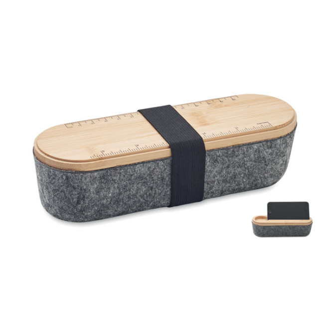 Branded RPET Felt Pencil Case With Bamboo Lid