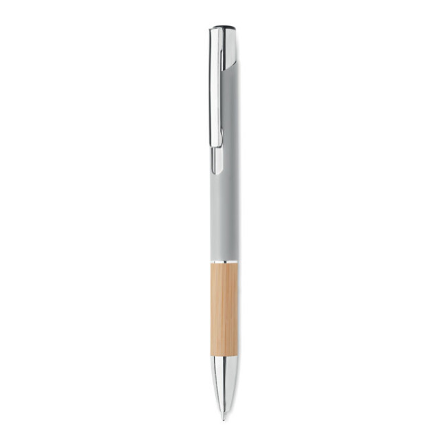 Branded Push Button Aluminium Pen With Bamboo Grip - Image 4