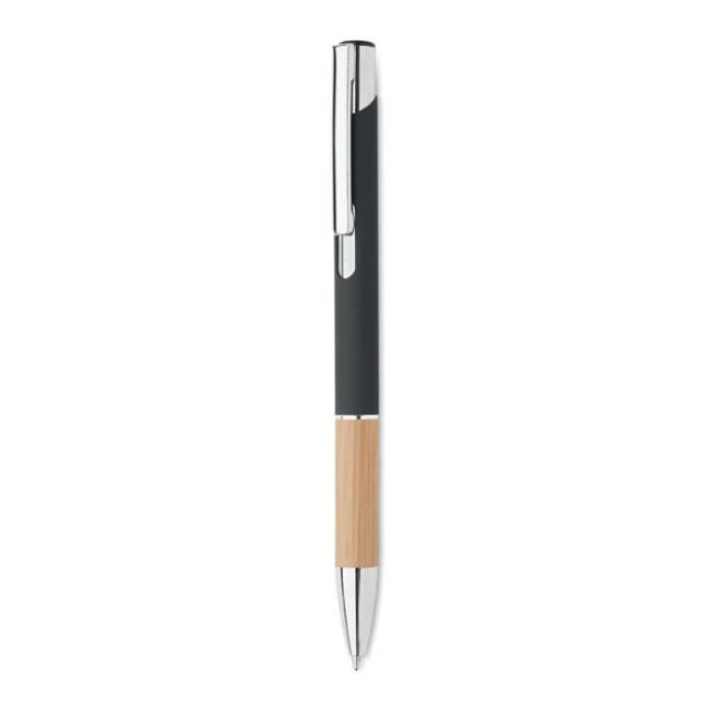 Branded Push Button Aluminium Pen With Bamboo Grip - Image 3