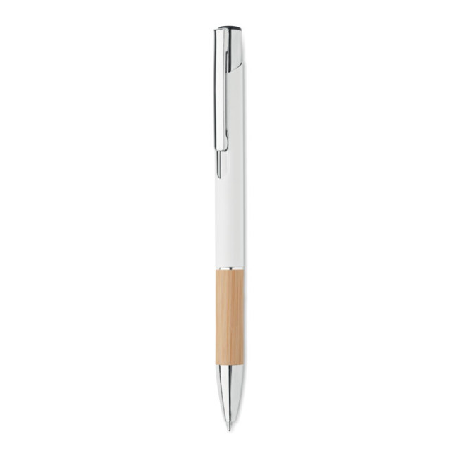 Branded Push Button Aluminium Pen With Bamboo Grip - Image 2