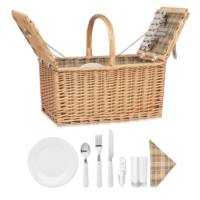 Custom Printed Wicker Picnic Basket 4 People