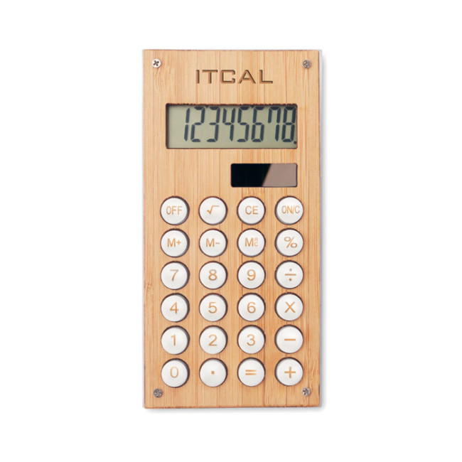 Branded 8 Digit Bamboo Calculator