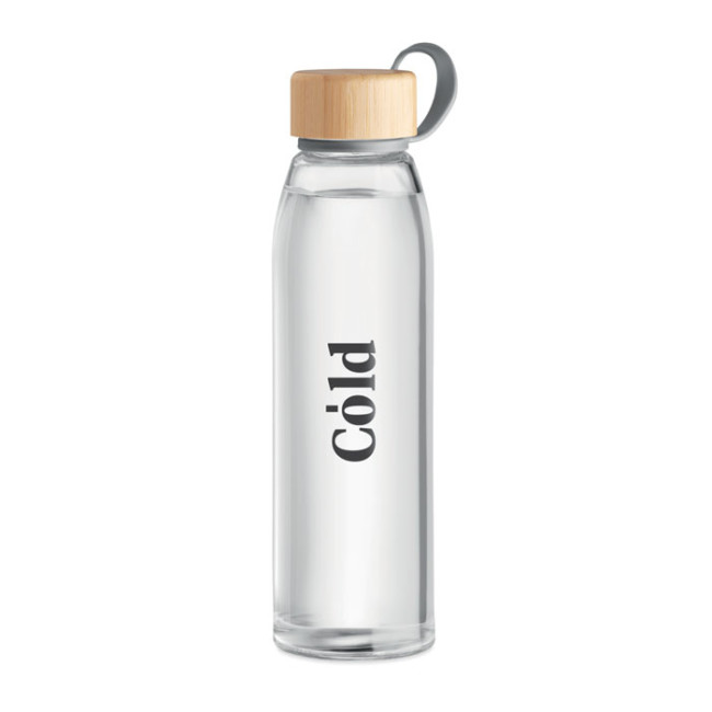 Branded Glass Bottle With Bamboo Lid 500ml