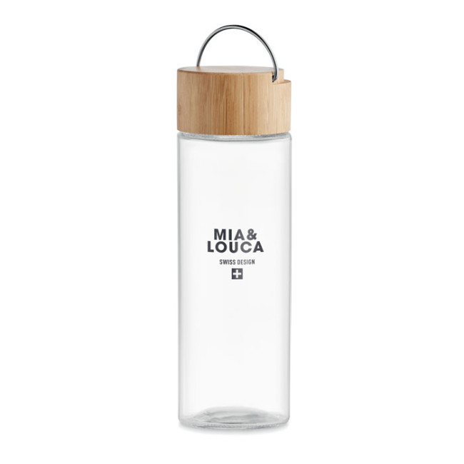 Branded Glass Bottle 500ml Bamboo Lid