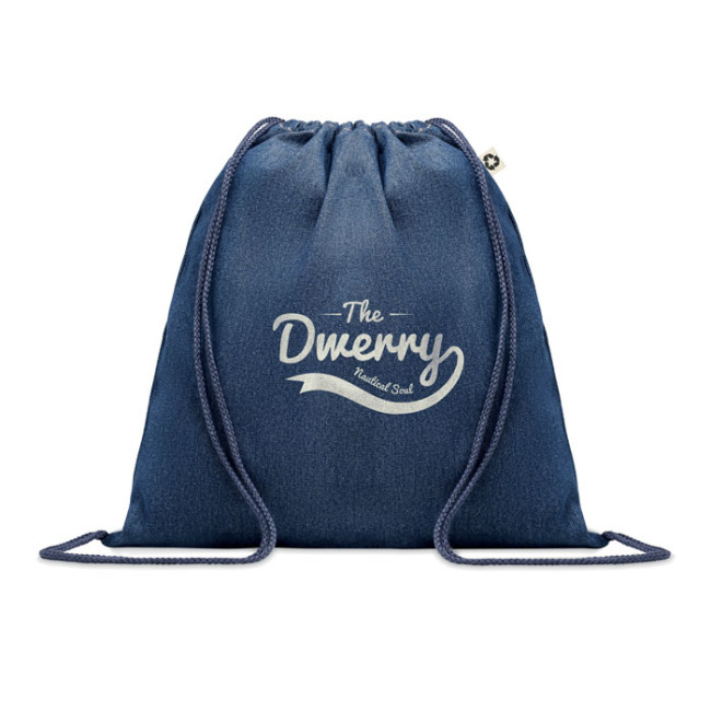 Custom Printed Recycled Denim Drawstring Bag