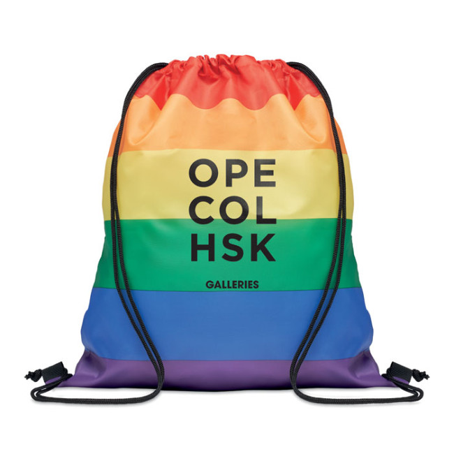 Custom Printed Rainbow RPET Drawstring Bag