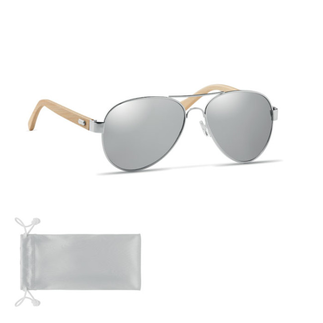 Branded Bamboo Sunglasses In Pouch - Image 3