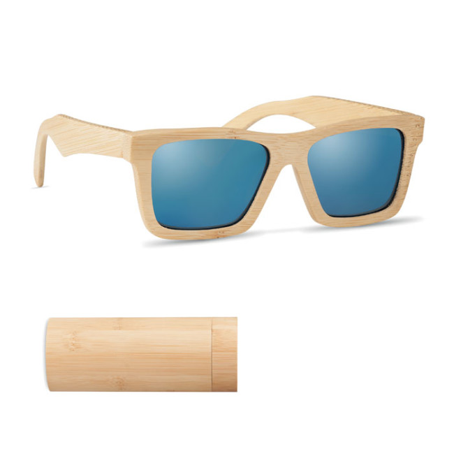 Branded Sunglasses And Case In Bamboo