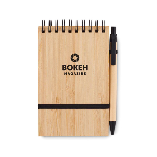 Branded A6 Bamboo Notepad With Pen