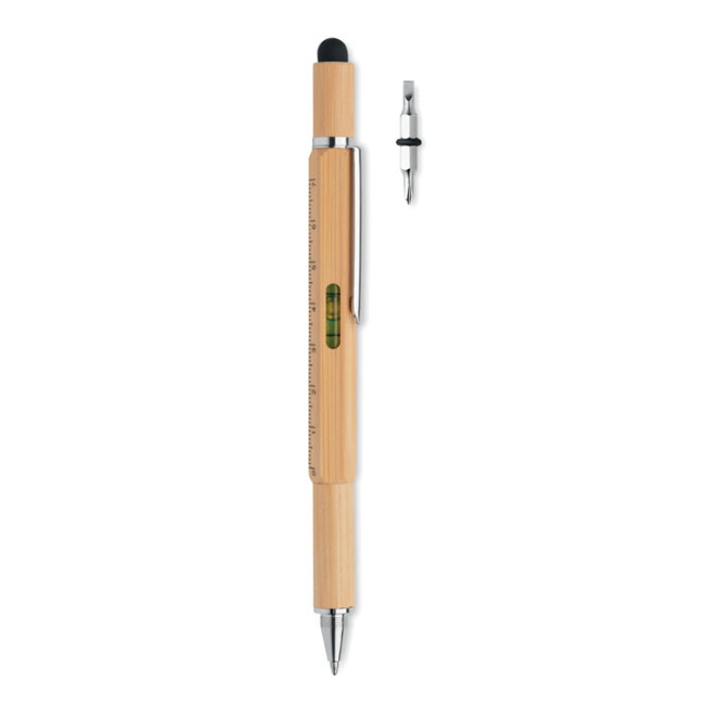 Branded Spirit Level Pen In Bamboo