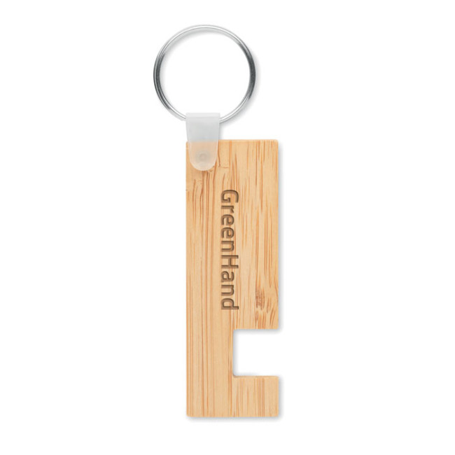 Branded Bamboo Stand And Key Ring