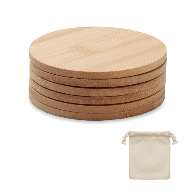 Branded Set Of 6 Bamboo Coasters