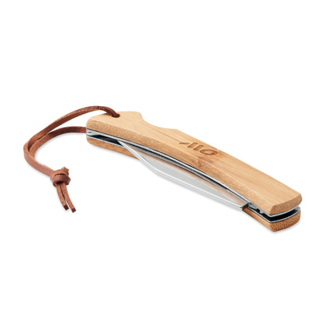 Branded Foldable Knife In Bamboo