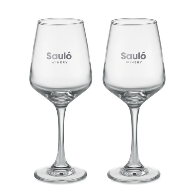 Custom Printed Set Of 2 Wine Glasses