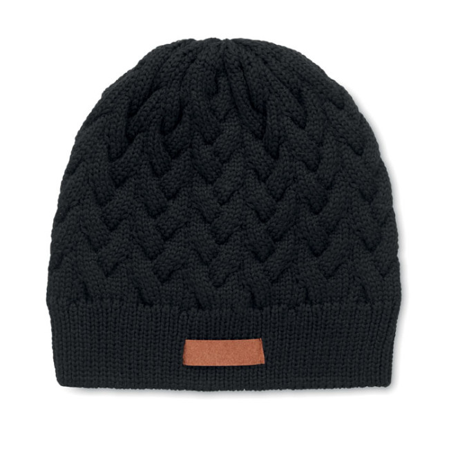 Custom Printed Cable Knit Beanie In RPET - Image 1