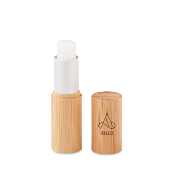 Branded Lip Balm In Bamboo Tube Box