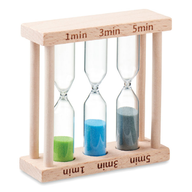 Custom Printed Set Of 3 Wooden Sand Timer