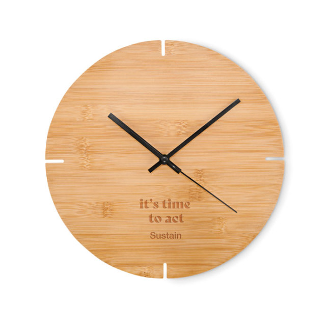 Branded Round Shape Bamboo Wall Clock