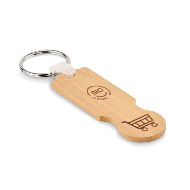 Branded Bamboo Euro Token Key Ring