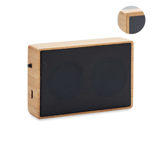 Branded Solar Bamboo Wireless Speaker