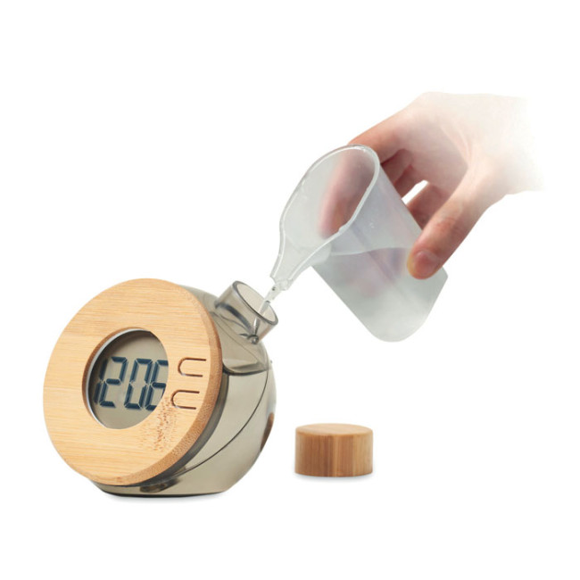 Branded Water Powered Bamboo LCD Clock