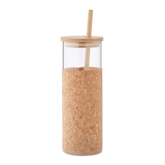 Custom Printed Glass Tumbler With Cork Sleeve 450ml