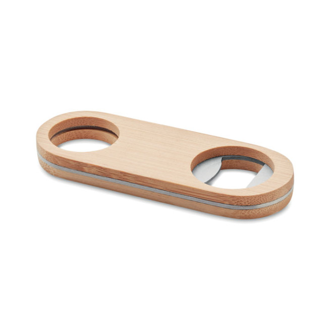 Branded Oval Bamboo Bottle Opener