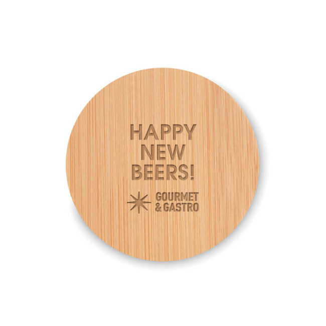 Branded Bamboo Bottle Opener/ Coaster - Image 1