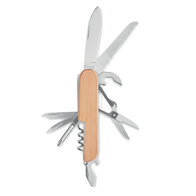 Branded Multi Tool Pocket Knife Bamboo