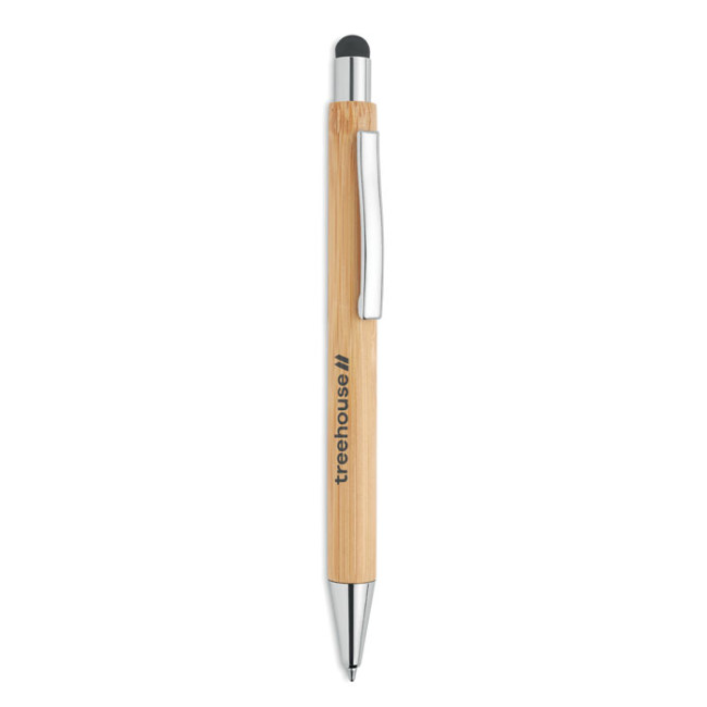 Branded Bamboo Stylus Pen Blue Ink