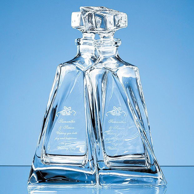 Custom Printed 1pr of 0.5ltr Crystalite Lovers Decanters